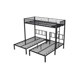 Metal Twin Size Triple Bunk Bed with Separated Twin Beds and Guardrail