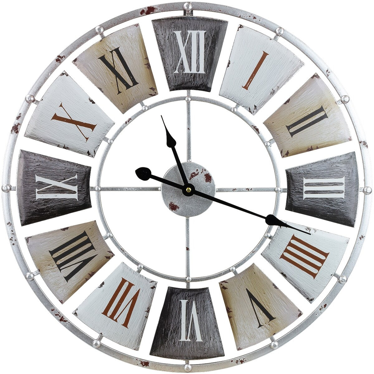 Metal Wall Clock (60 Diameters) Centurion Roman Numeral Hands Rustic