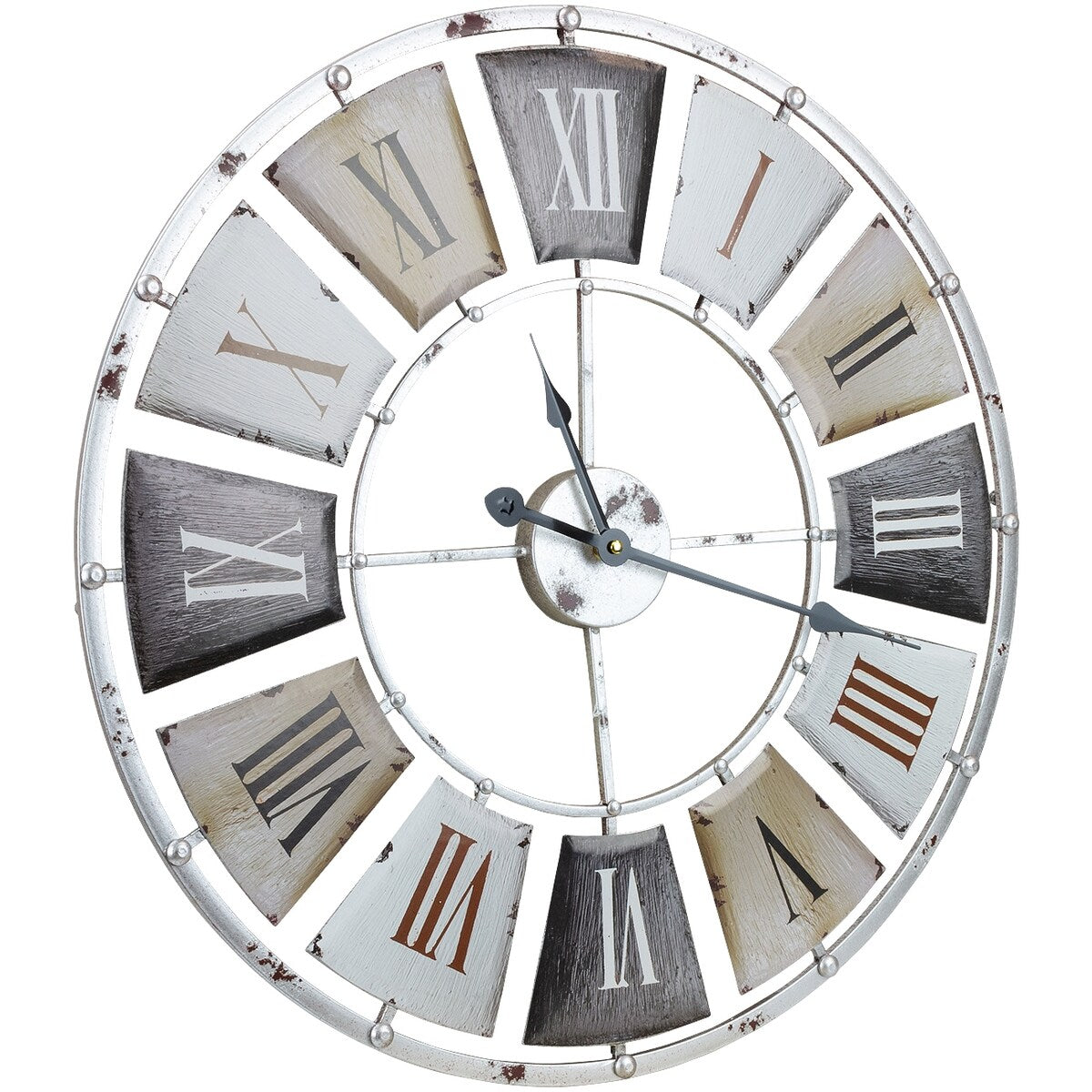Metal Wall Clock (60 Diameters) Centurion Roman Numeral Hands Rustic