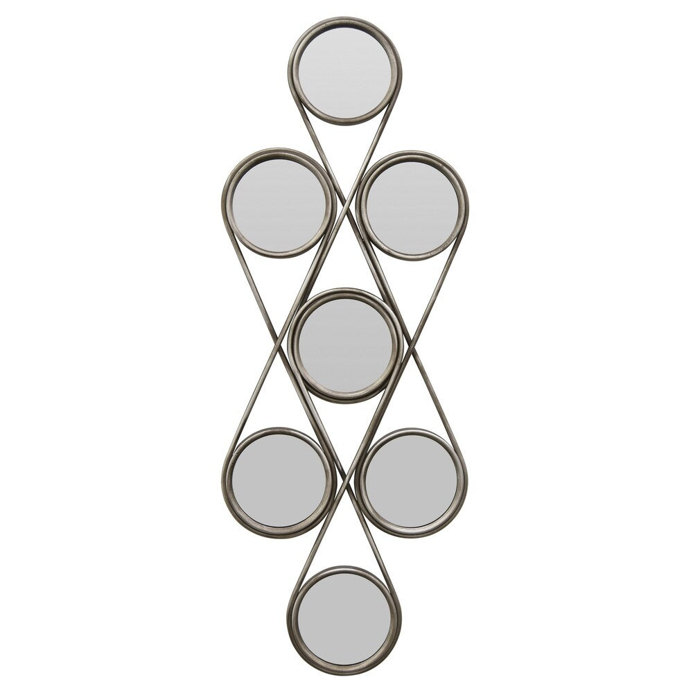Metal Wall Decoration W/mirror in Silver Metal 15inL x 1in W x 40in H