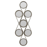 Metal Wall Decoration W/mirror in Silver Metal 15inL x 1in W x 40in H