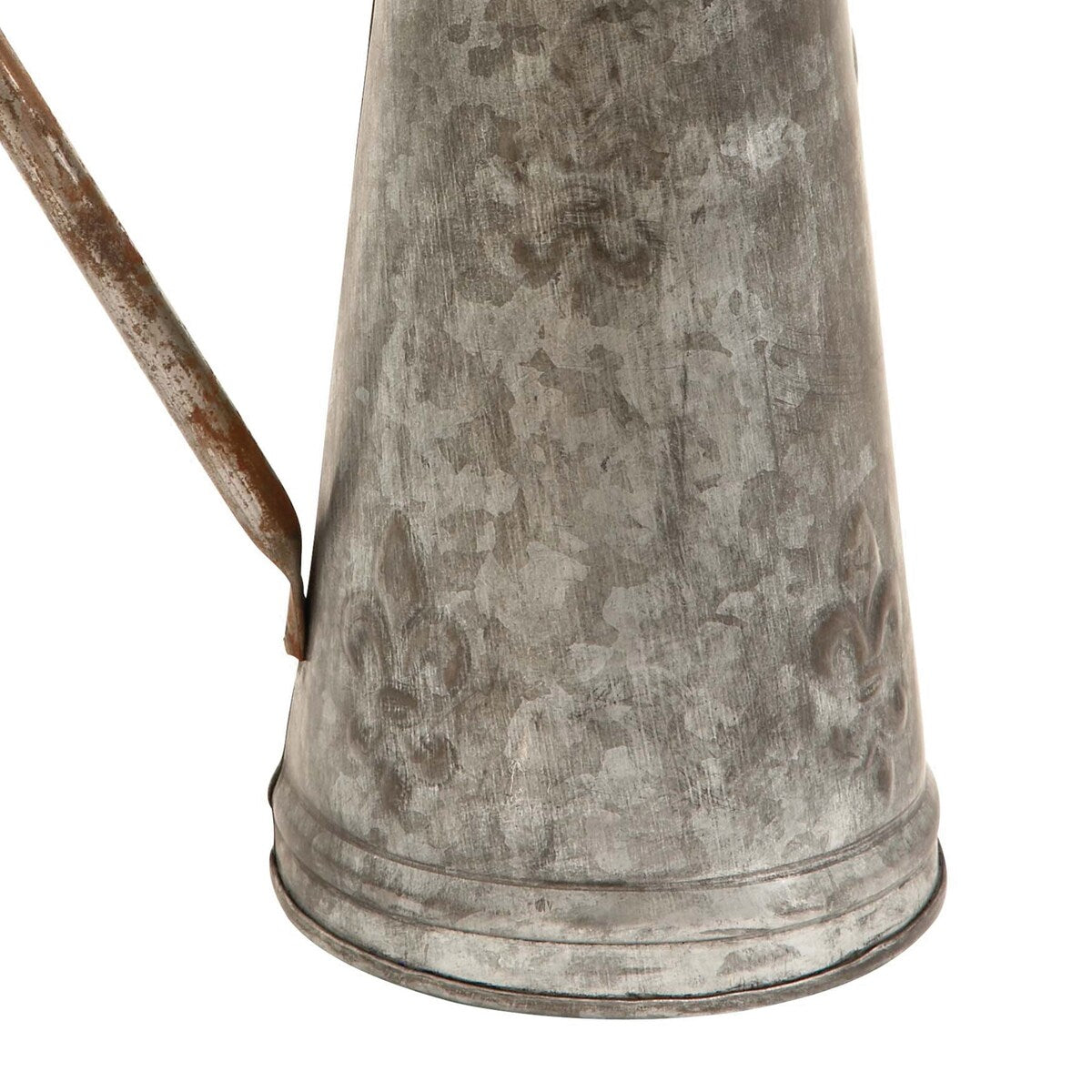 Metal Watering Jug with Curved Handle, Galvanized Gray