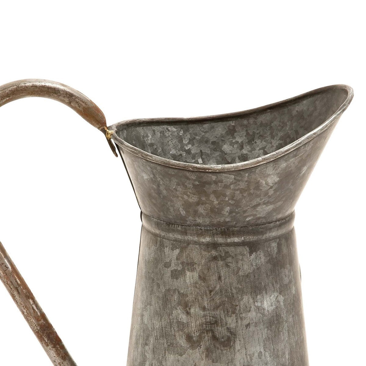 Metal Watering Jug with Curved Handle, Galvanized Gray
