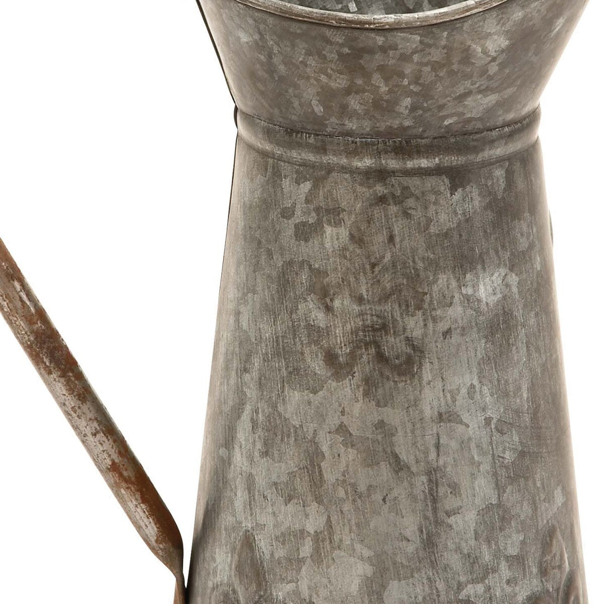 Metal Watering Jug with Curved Handle, Galvanized Gray