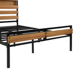 Metal & Wood Full Platform Bed, Bed Frame with Headboard and Footboard