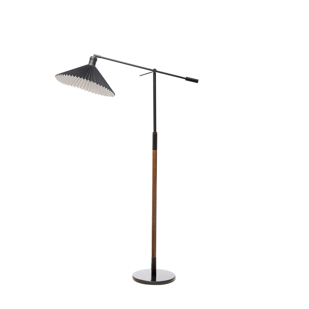 Metal and Ash Wood Floor Lamp with Pleated Linen Shade