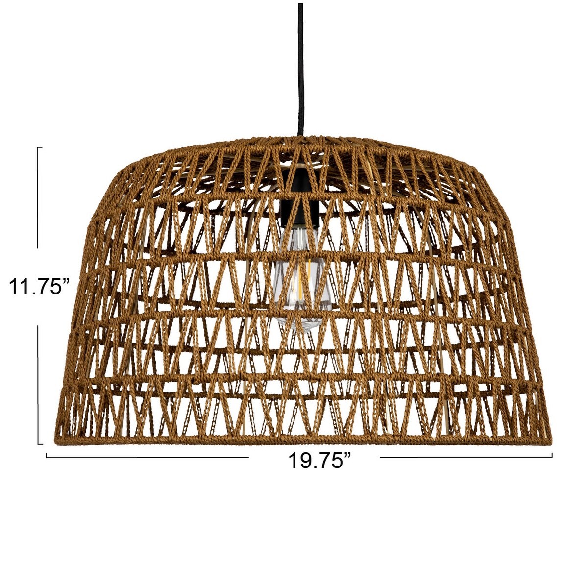 Open Weave Metal and Paper Rope Ceiling Light - 19.6"L x 19.6"W x 11.8"H