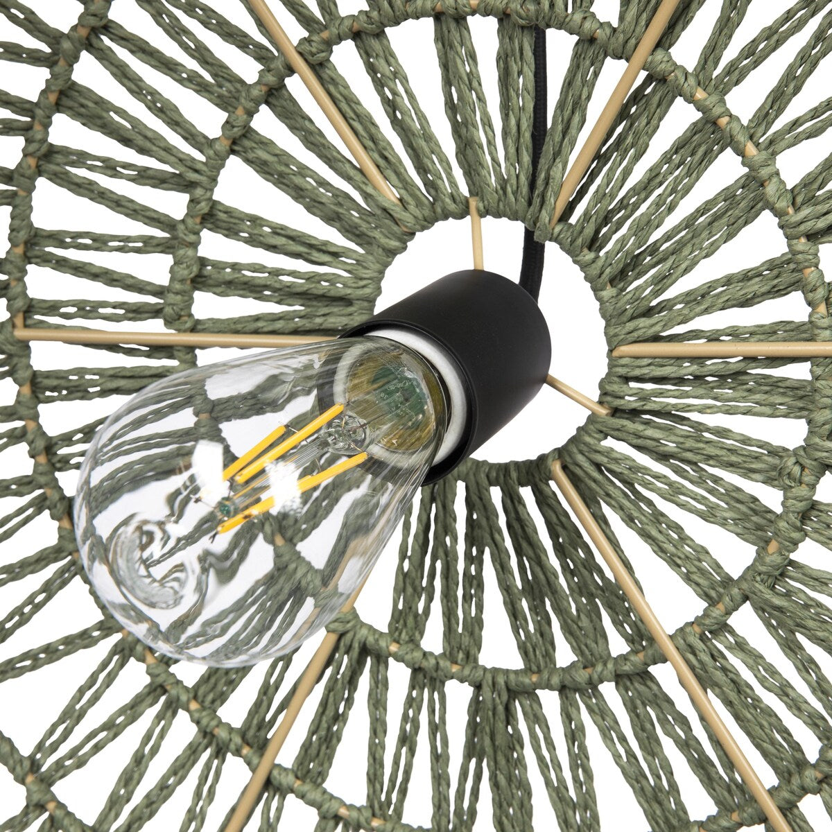 Open Weave Metal and Paper Rope Ceiling Light - 19.6"L x 19.6"W x 11.8"H
