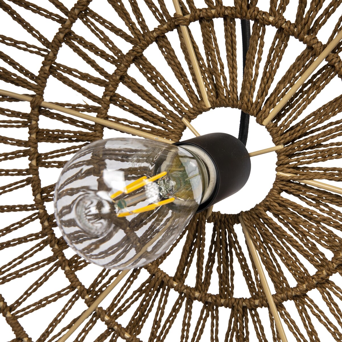 Open Weave Metal and Paper Rope Ceiling Light - 19.6"L x 19.6"W x 11.8"H