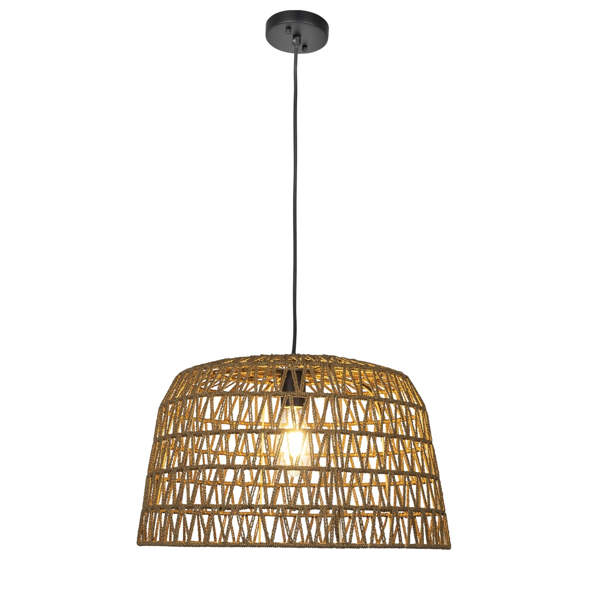 Open Weave Metal and Paper Rope Ceiling Light - 19.6"L x 19.6"W x 11.8"H