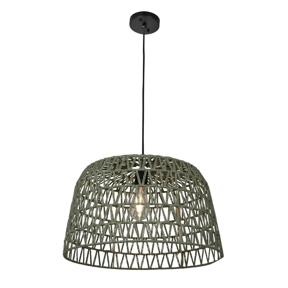 Open Weave Metal and Paper Rope Ceiling Light - 19.6"L x 19.6"W x 11.8"H