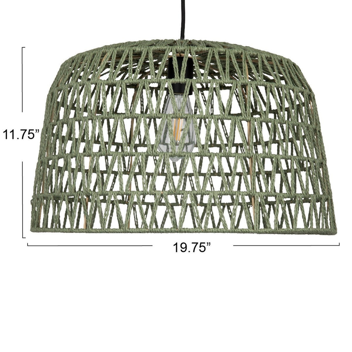 Open Weave Metal and Paper Rope Ceiling Light - 19.6"L x 19.6"W x 11.8"H