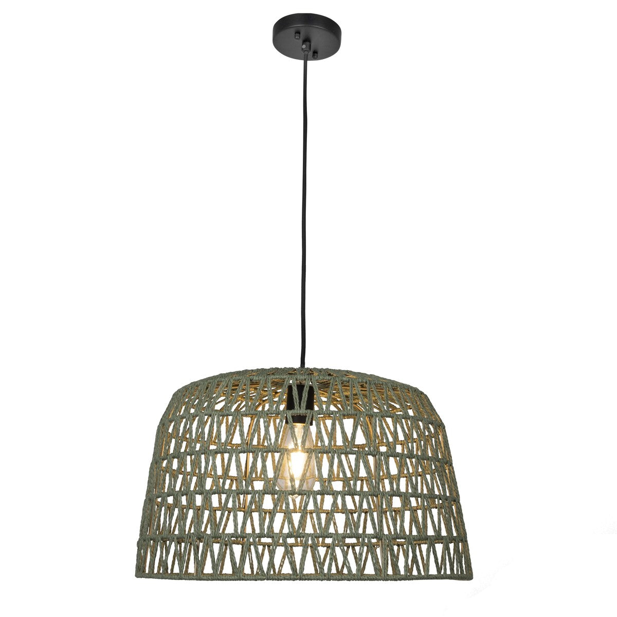 Open Weave Metal and Paper Rope Ceiling Light - 19.6"L x 19.6"W x 11.8"H
