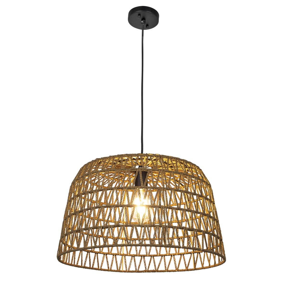 Open Weave Metal and Paper Rope Ceiling Light - 19.6"L x 19.6"W x 11.8"H