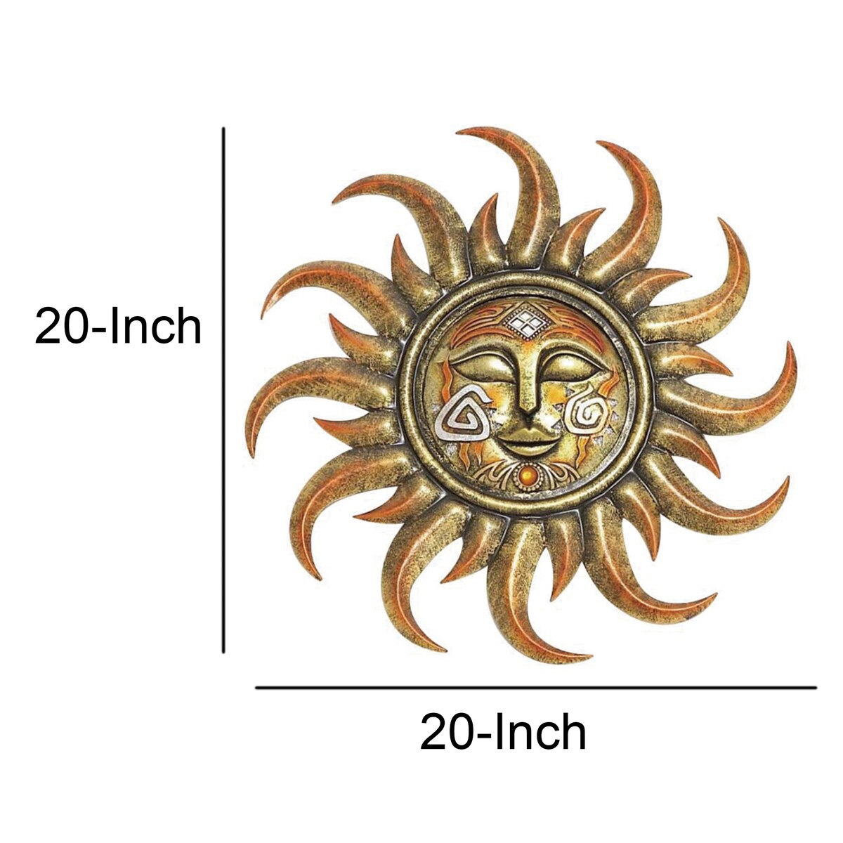 Metal and Polystone Frame Sun Plaque, Assortment of 3, Rustic Gold