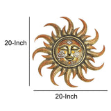 Metal and Polystone Frame Sun Plaque, Assortment of 3, Rustic Gold