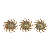 Metal and Polystone Frame Sun Plaque, Assortment of 3, Rustic Gold