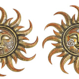 Metal and Polystone Frame Sun Plaque, Assortment of 3, Rustic Gold