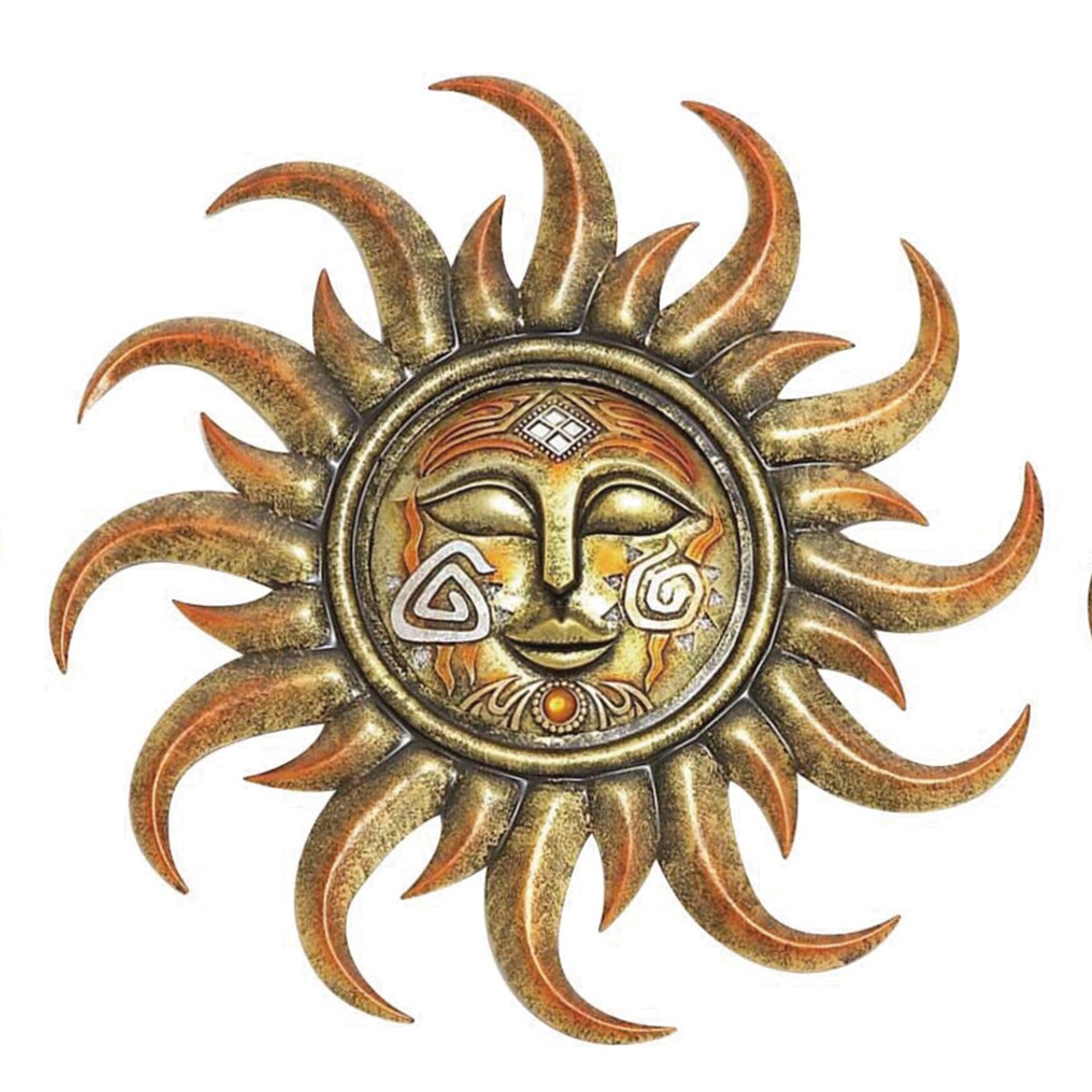 Metal and Polystone Frame Sun Plaque, Assortment of 3, Rustic Gold