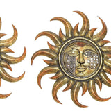 Metal and Polystone Frame Sun Plaque, Assortment of 3, Rustic Gold