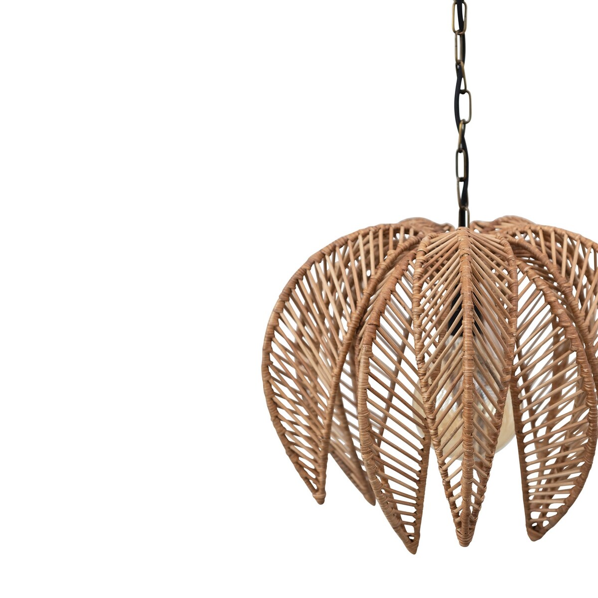 Metal and Wicker Palm Tree Pendant Lamp - 18.1"L x 18.1"W x 13.4"H