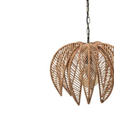Metal and Wicker Palm Tree Pendant Lamp - 18.1"L x 18.1"W x 13.4"H