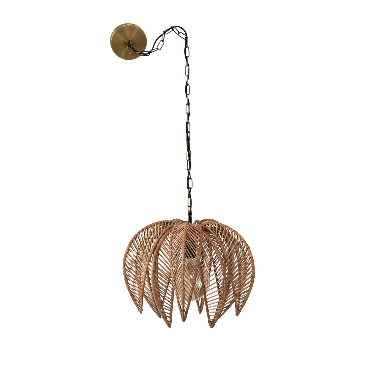 Metal and Wicker Palm Tree Pendant Lamp - 18.1"L x 18.1"W x 13.4"H