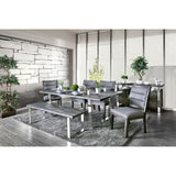Metal and Wood Bench in Gray Finish