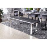 Metal and Wood Bench in Gray Finish