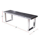 Metal and Wood Bench in Gray Finish