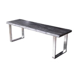 Metal and Wood Bench in Gray Finish