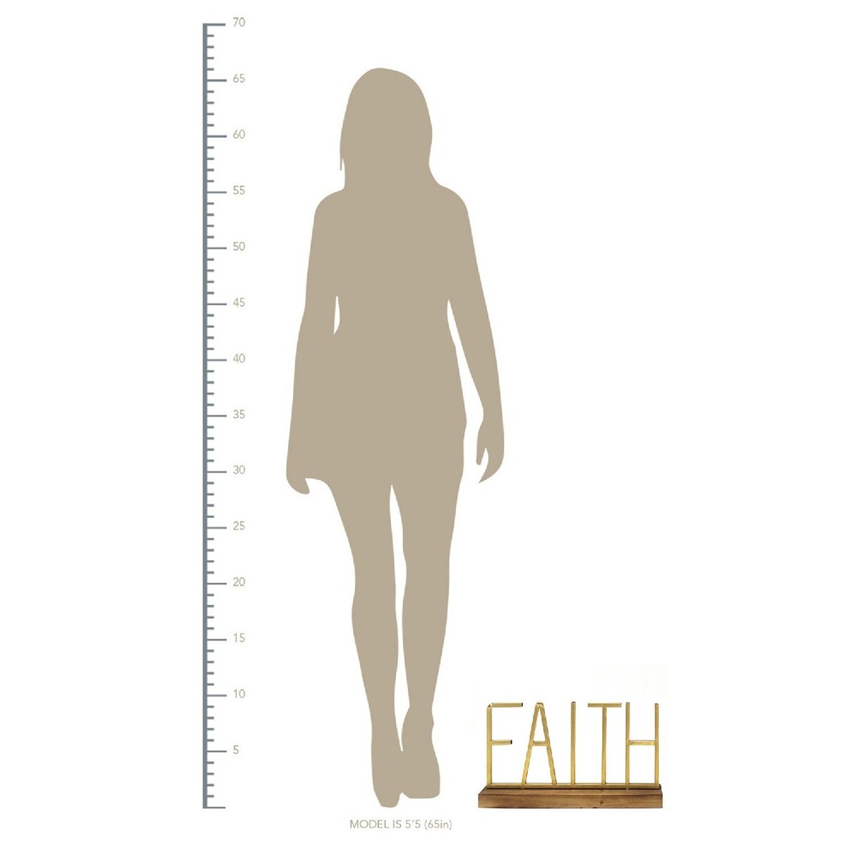 Metal and Wood Faith Table Top - 18" W x 2.75" D x 9.25" H