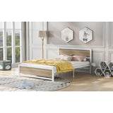 Metal and Wood Platform Bed Frame with Headboard & Footboard