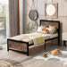 Metal and Wood Platform Bed Frame with Headboard & Footboard