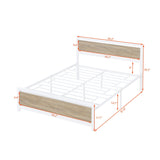 Metal and Wood Platform Bed Frame with Headboard & Footboard