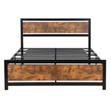 Metal and Wood Platform Bed Frame with Headboard & Footboard