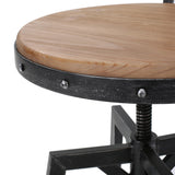 Metal barstool with wooden seat