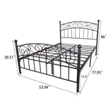 Metal bed frame platform with headboard and footboard, heavy duty and quick assembly, Full Black