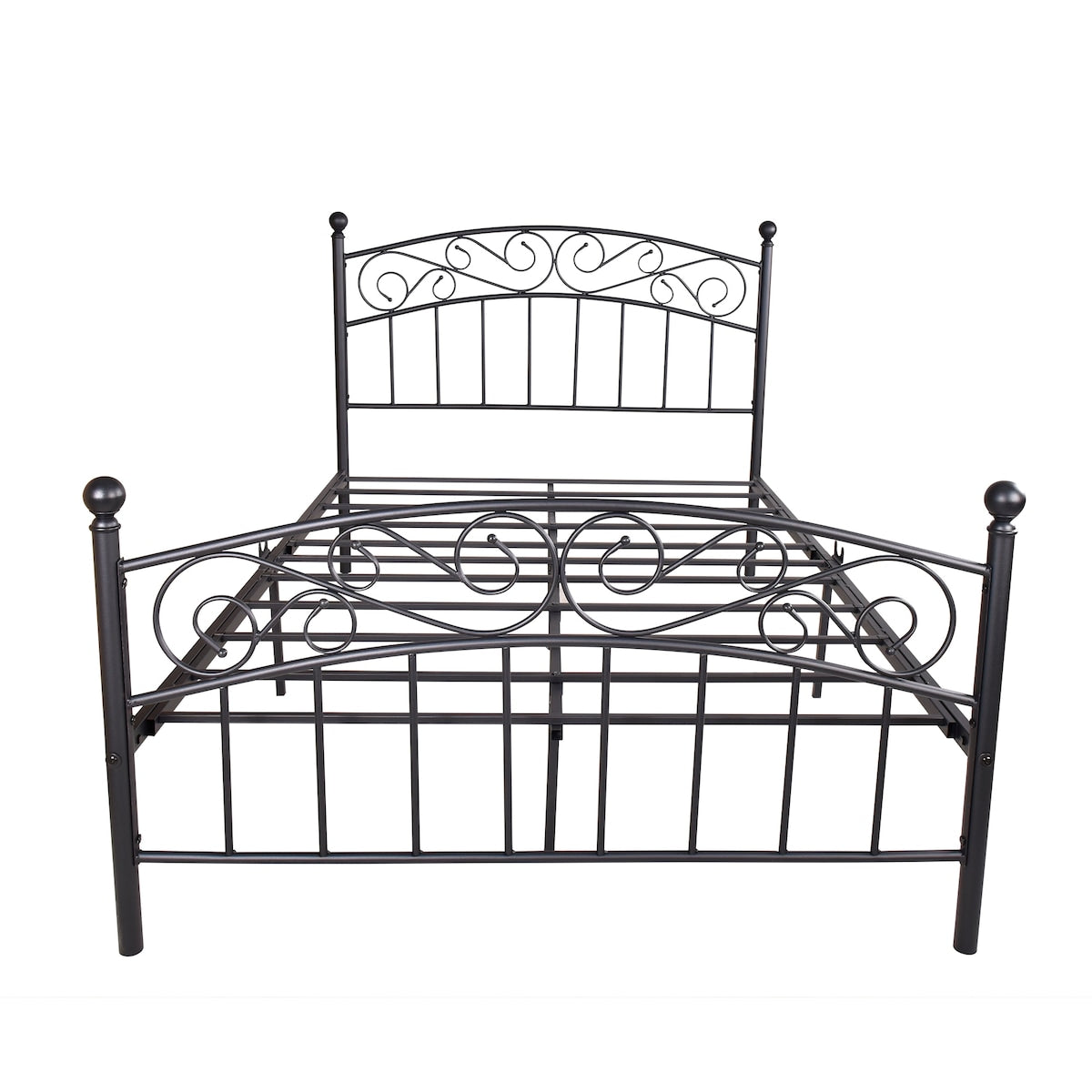 Metal bed frame platform with headboard and footboard, heavy duty and quick assembly, Full Black