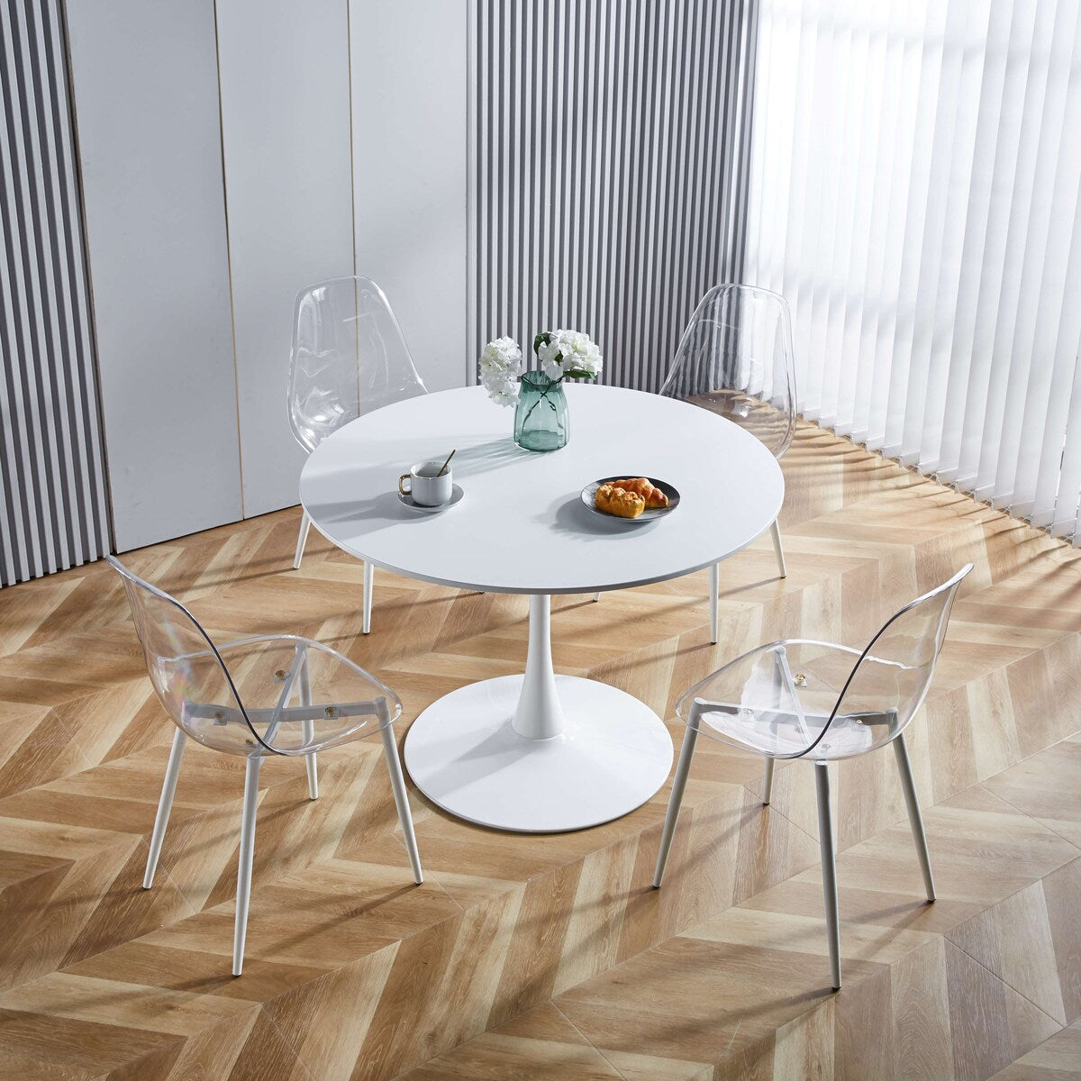 Metal leg dining chair set of 4