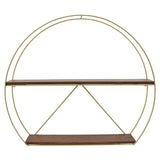 Metal/wood Wall Shelf in Gold Metal 32in L x 6in W x 28in H