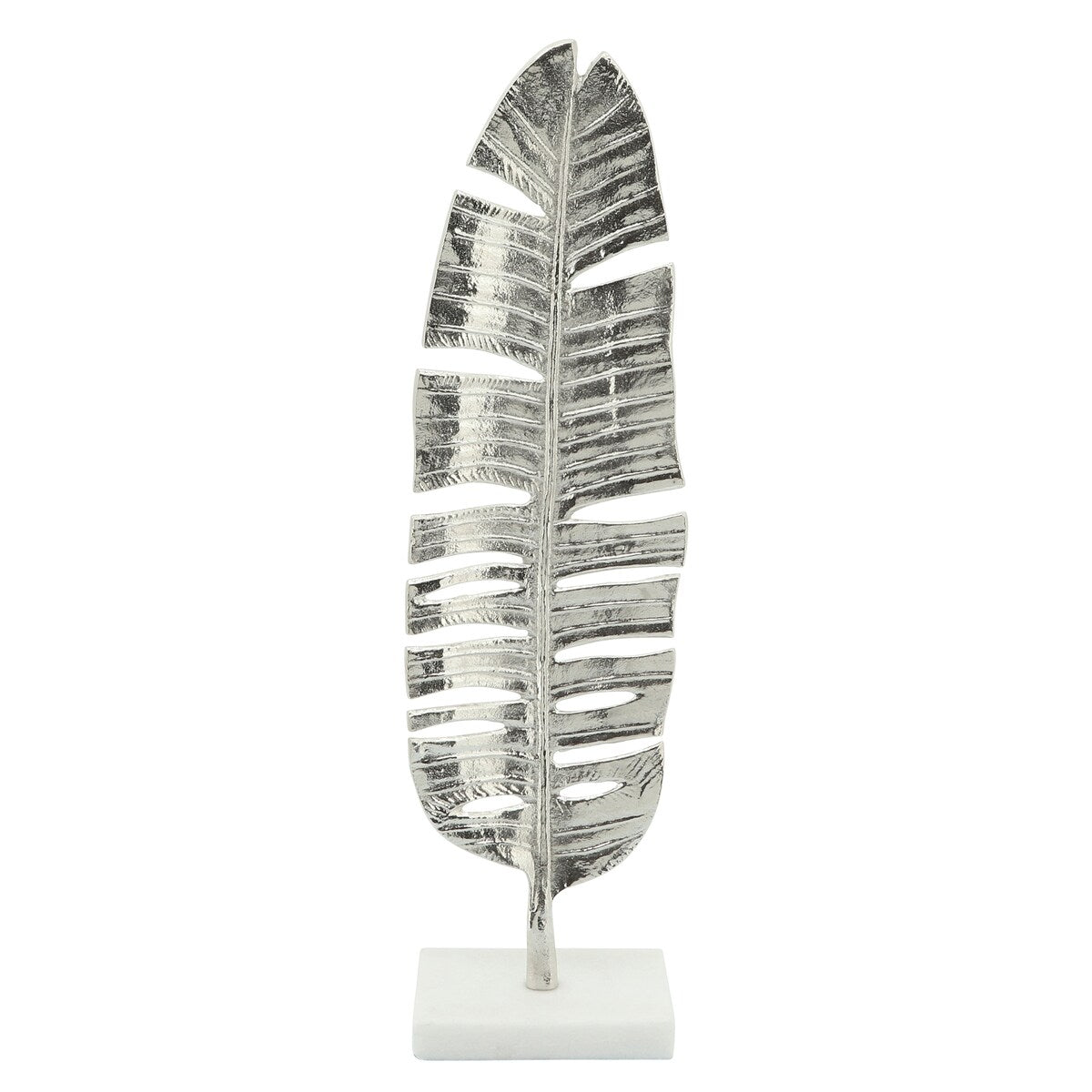 Metal, 23"h Leaf On Stand, Silver 23.25"H - 6.25" x 4.0" x 23.25"