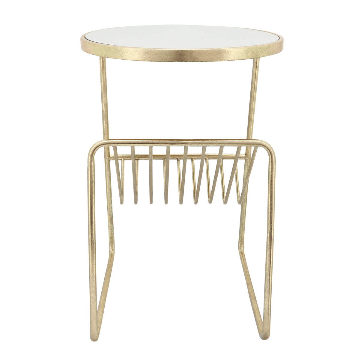 Metal, 26"h Mirrored Side Table, rack, Gold 26.0"H - 19.0" x 18.0" x 26.0"