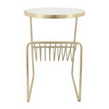 Metal, 26"h Mirrored Side Table, rack, Gold 26.0"H - 19.0" x 18.0" x 26.0"