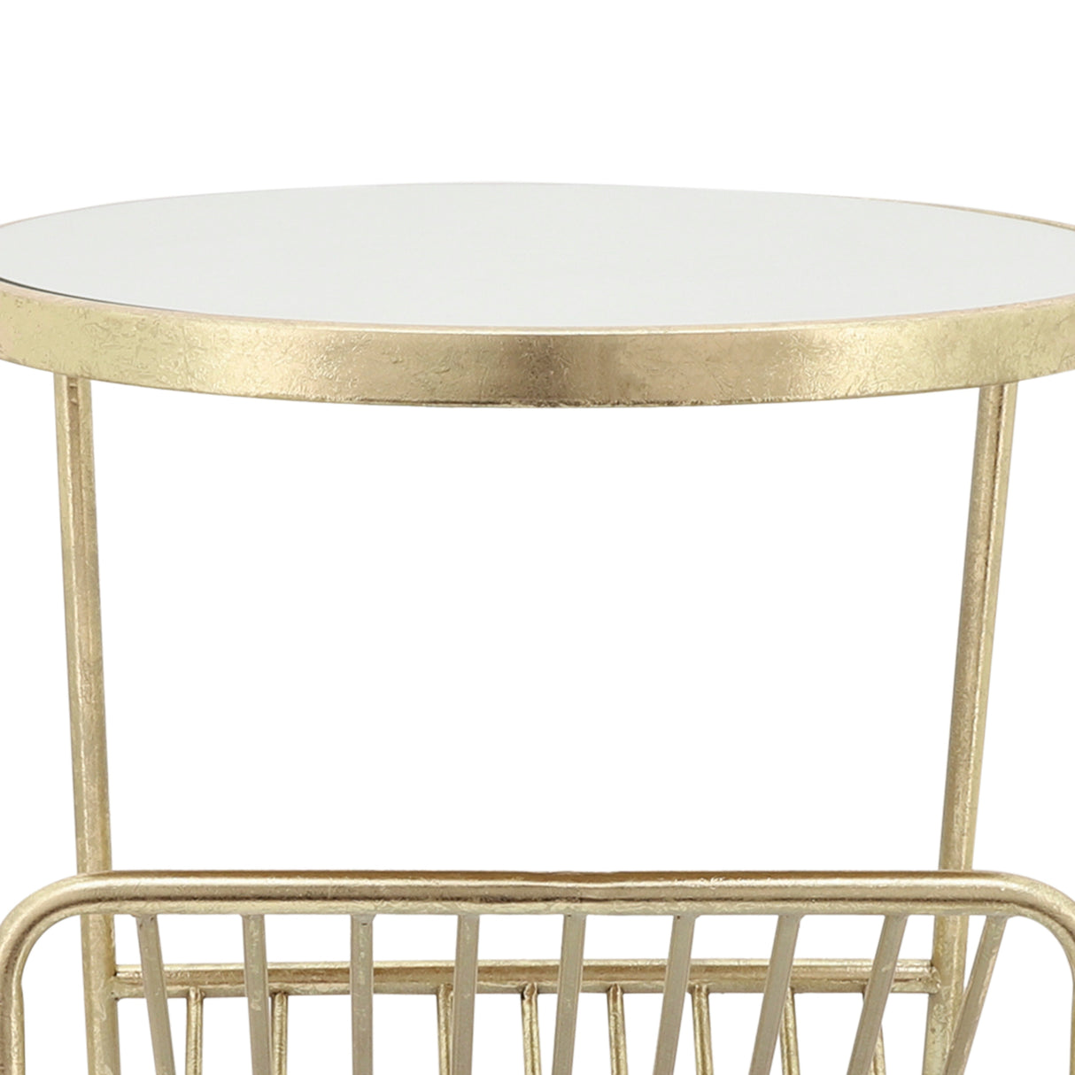 Metal, 26"h Mirrored Side Table, rack, Gold 26.0"H - 19.0" x 18.0" x 26.0"