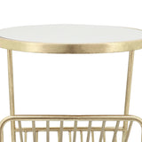 Metal, 26"h Mirrored Side Table, rack, Gold 26.0"H - 19.0" x 18.0" x 26.0"