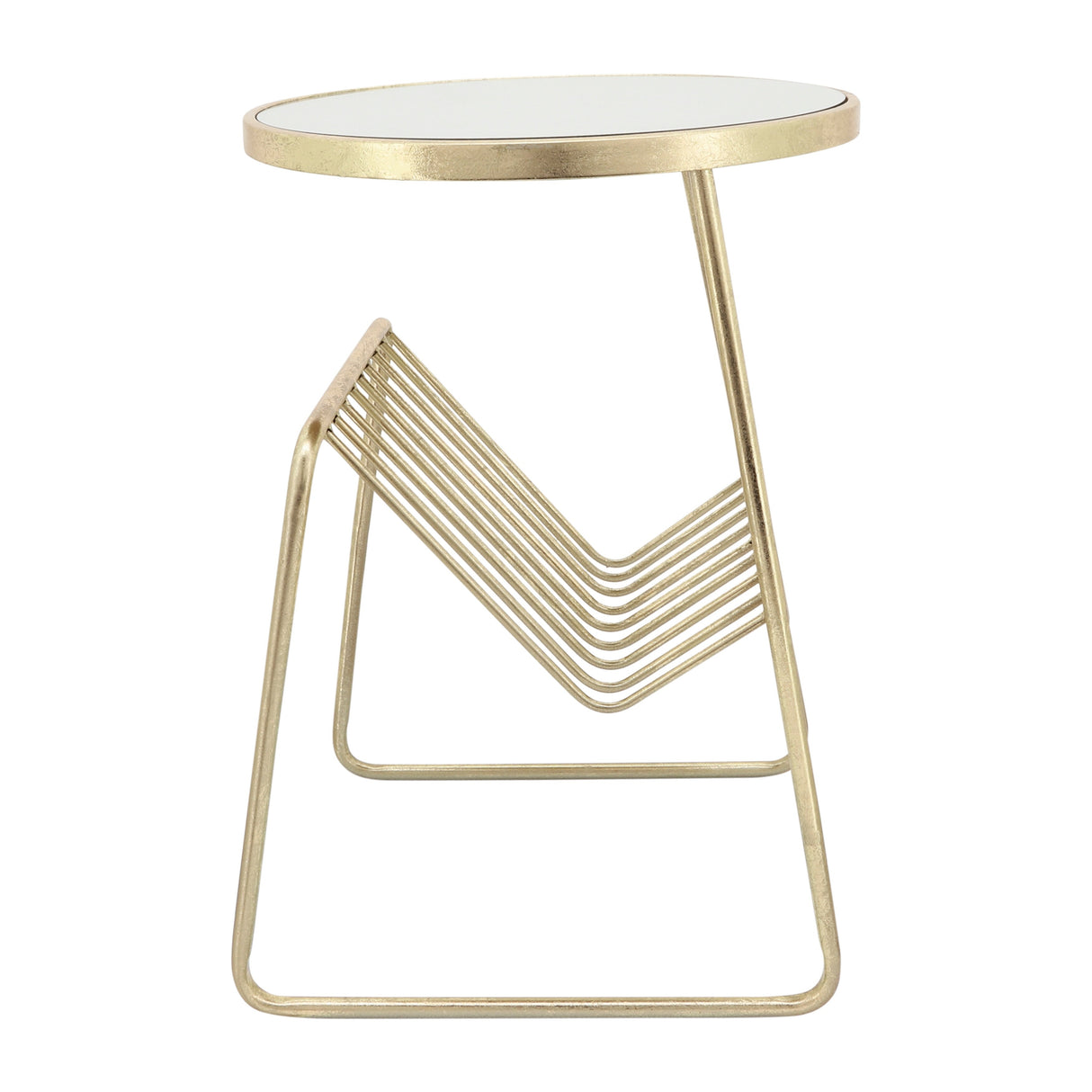 Metal, 26"h Mirrored Side Table, rack, Gold 26.0"H - 19.0" x 18.0" x 26.0"