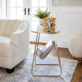 Metal, 26"h Mirrored Side Table, rack, Gold 26.0"H - 19.0" x 18.0" x 26.0"