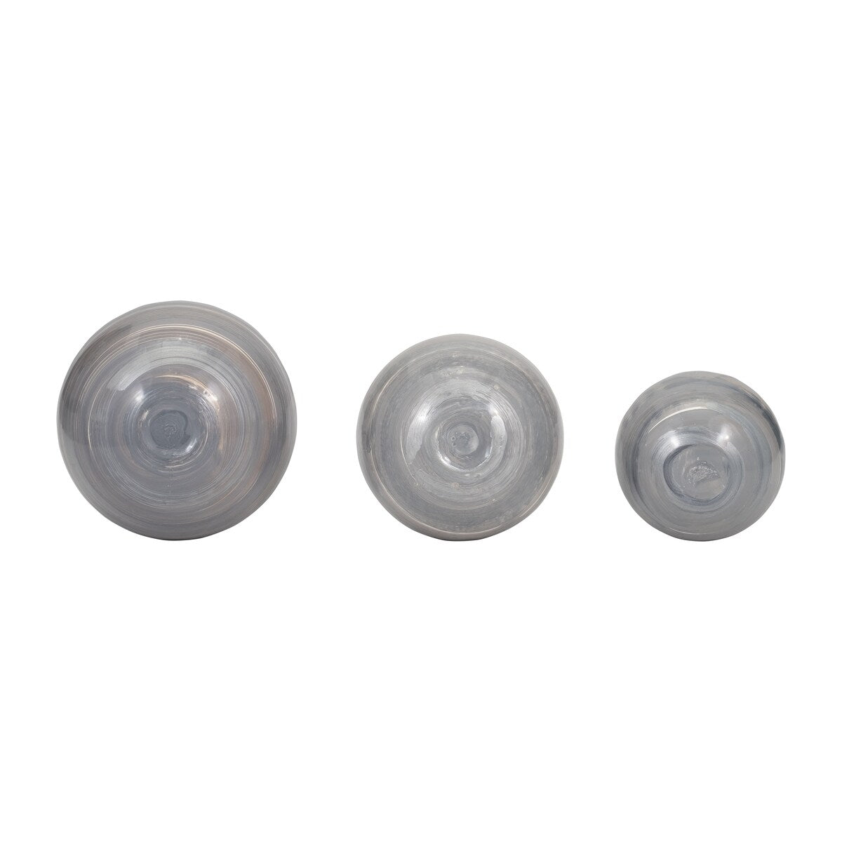 Sagebrook Home Metal, Set Of 3 Galaxy Orbs, 2Tone Black, Round, 6"H, Swirl - 6" x 6" x 6"