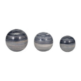 Sagebrook Home Metal, Set Of 3 Galaxy Orbs, 2Tone Black, Round, 6"H, Swirl - 6" x 6" x 6"